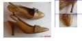 Chanel tan leather slingbacks with silver logo "C"s on front