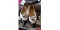 Tod's white and black leather (patent) flats