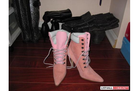 steve madden triple pink leather boots
