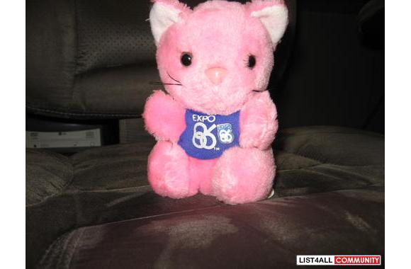 Collector's Item Expo 86 Stuffed cat and Expo 86 pin