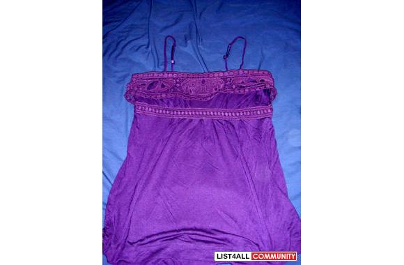 DYNAMITE: Purple ruffled neck-line tank with adjustable straps