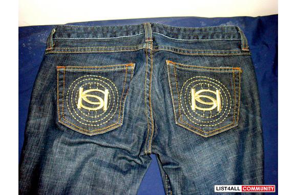 BEBE: Sexy Gold logo bootcut jeans