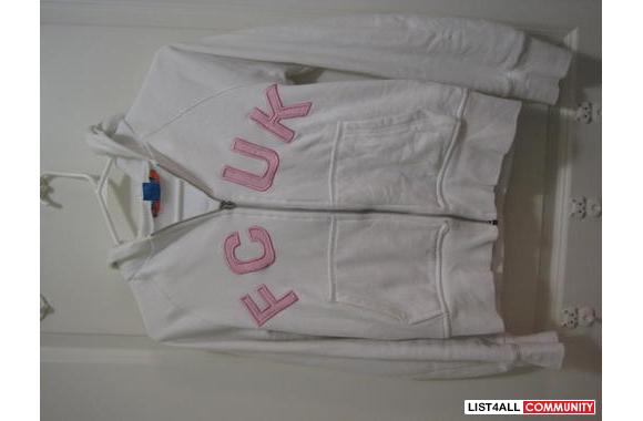 FCUK HOODIESSIZE: XSCOLOR: 	WHITE WITH PINK LOGO --- SOLD		ORANGE WITH