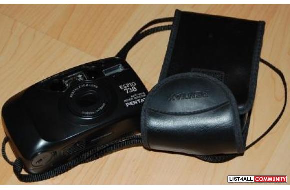 PENTAX 35mm Camera with caseEspio 738Auto focusRed