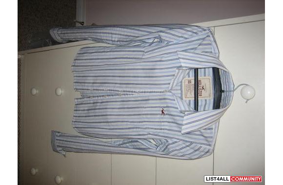 Hollister Blue/White Striped Button Up Shirt (XS)