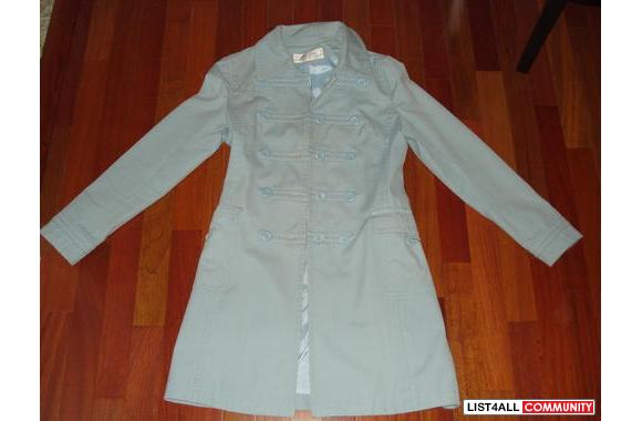 Adorable sky-blue triple-breasted spring jacket! This jacket hits just