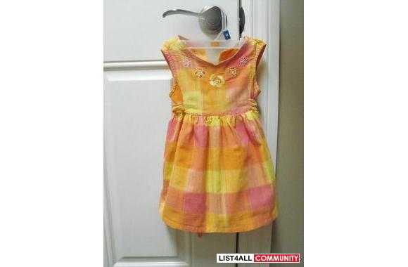 6 month summer dress. Orange yellow plaid 2 piece. By Genevieve Lapier