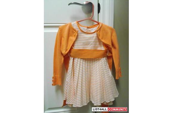 Orange cotton stripped dress with mesh enchanced cotton voile under sk