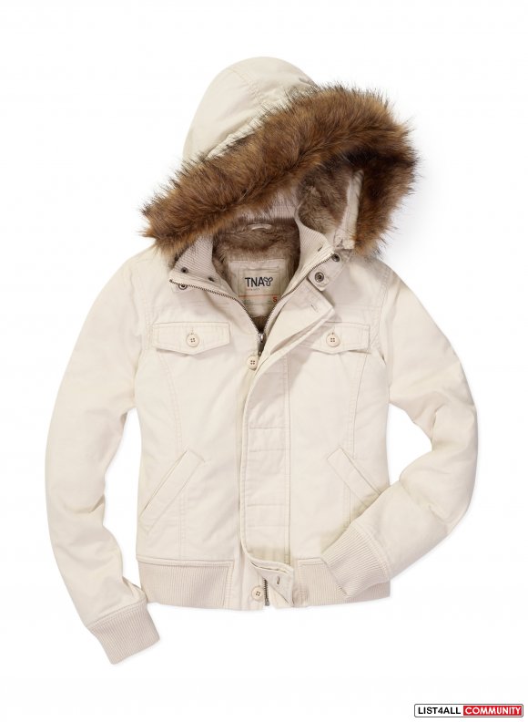 TNA CANVAS JACKET WITH FUR - CREAM - ARITZIA :: guccimama :: List4All