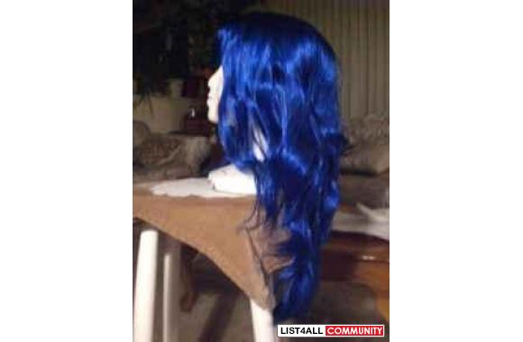 16 inch Long Electric Blue Wig - $15
