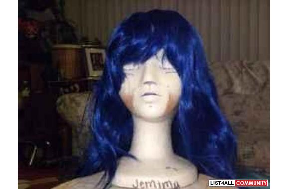 16 inch Long Electric Blue Wig - $15