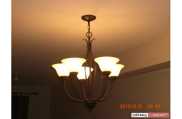 ceiling lighting, near brand new,&nbsp;5 bulbs