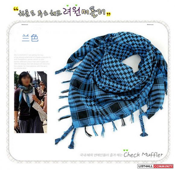 blue checkered scarf
