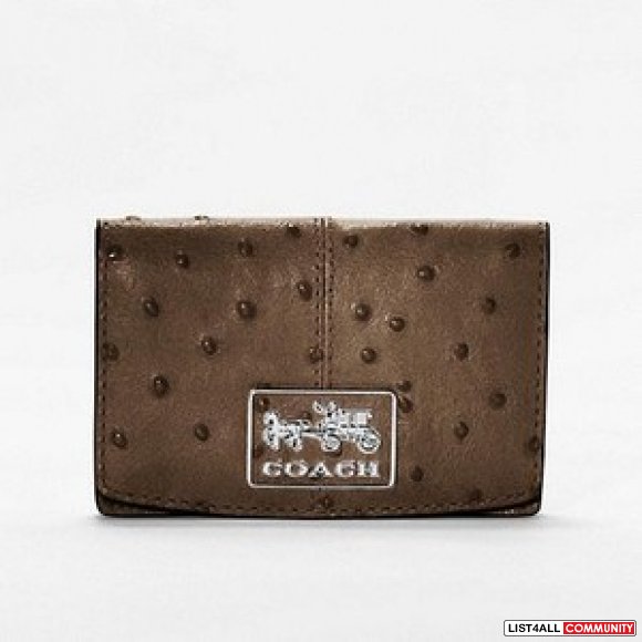 Coach Ostrich embossed leather card case
