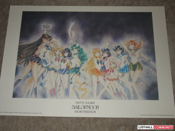 Professionally Framed Sailormoon Group Manga Illustration Print Poster