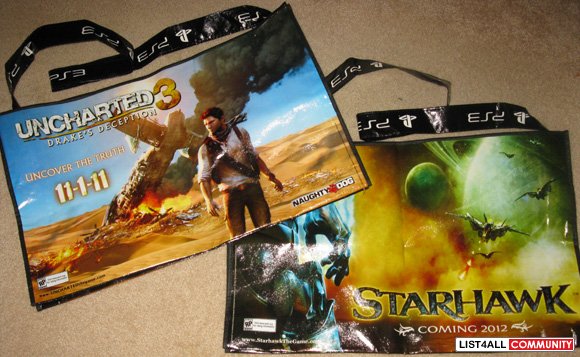 Uncharted 3 / Starhawk Sony PS3 Double Side Bag Promo Swag PAX Prime 2