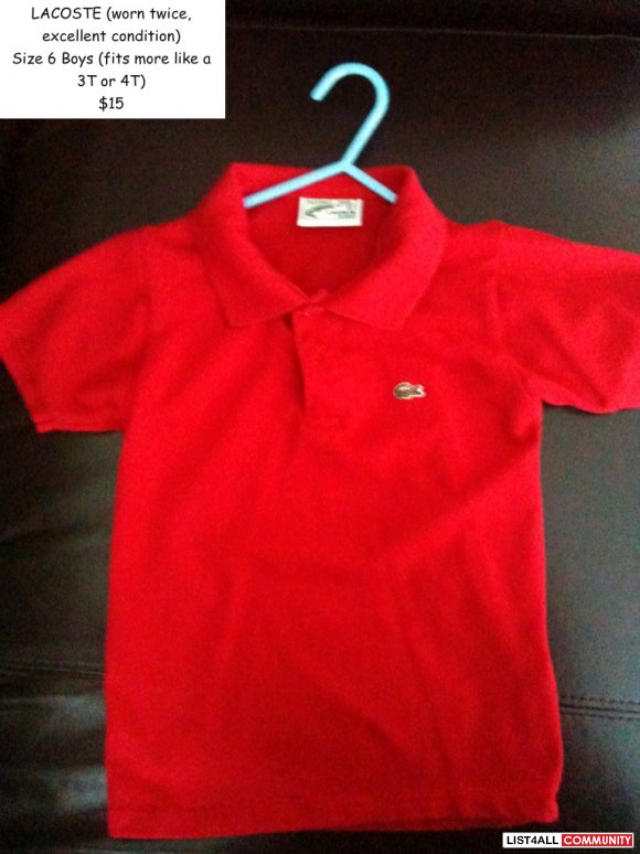 LACOSTE polo for boys - excellent condition - Size 6 but fits like 3T/