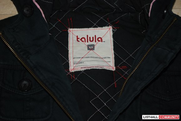 Aritzia black TALULA bomber style jacket fur hood XS tna canvas hoodie
