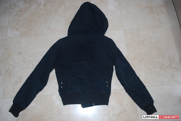 Aritzia black TALULA bomber style jacket fur hood XS tna canvas hoodie