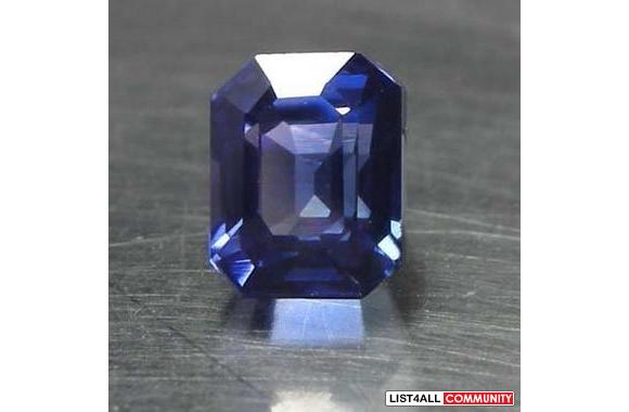 Emerald Cut Natural Unheated Blue Sapphire