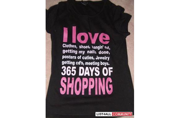 .. I LOVE SHOPPING TEE..brand newsize S