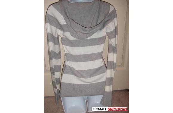 ..GREY &WHITE STRIPED SWEATER..brand new, exce
