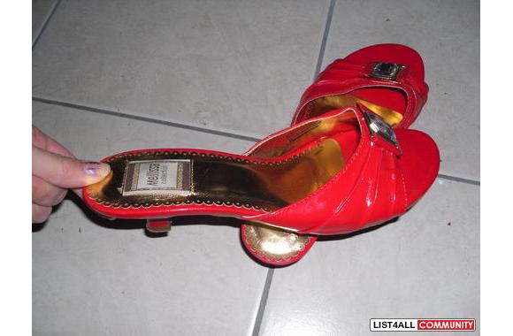 A red pair of sandals