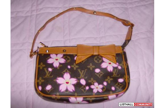 Brown with Pink Flowers Louis Vuitton Purse