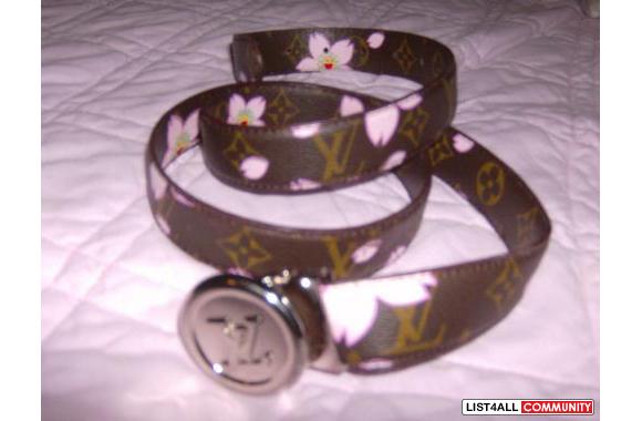 Brown with Pink Flowers Louis Vuitton BeltSize Sma
