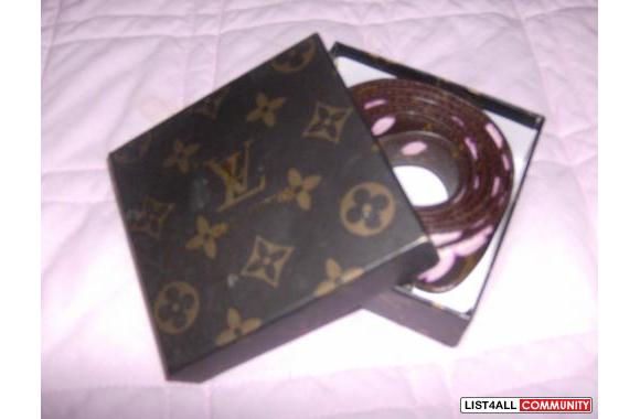 Brown with Pink Flowers Louis Vuitton BeltSize Sma