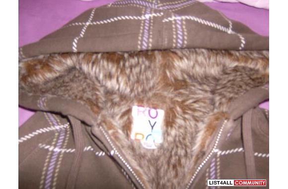 Brown with Fur Inside Roxy JacketSize Mediumbut fi