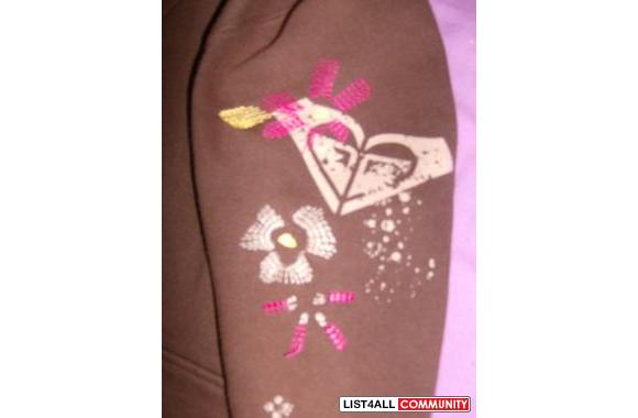 Brown Roxy Zip UpSize Smallbut will fit a M-L