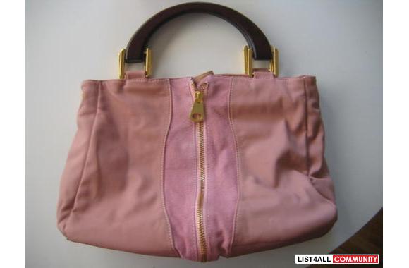 NEW! Dusty rose handbag with wood handles