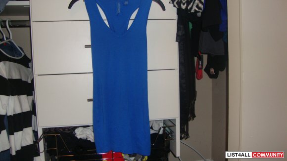 BLUE V NECK RACER BACK TANK SIZE SMALL
