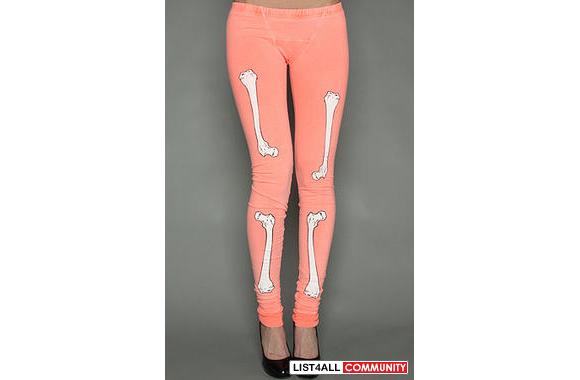 AUTHENTIC WILDFOX skeleton leggings in neon orange (small)