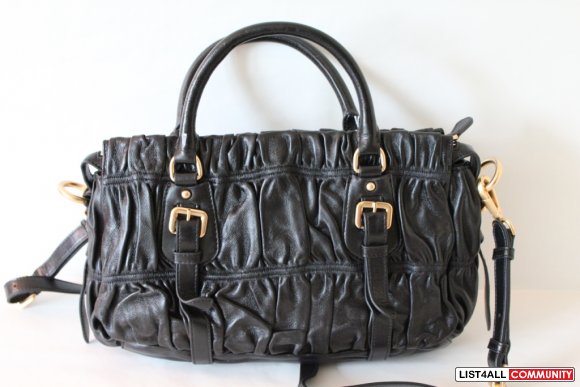PRADA Black Leather Quilted Handbag - Replica