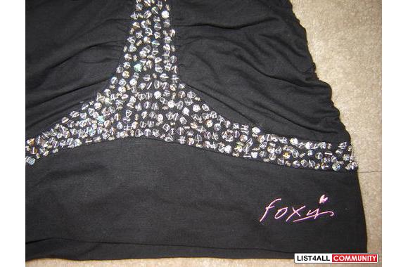 Item: FOXY ruched long halter top with rhinestone 