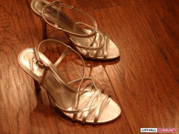 Fiona Silver Strappy Heels - Size 6 (worn once)