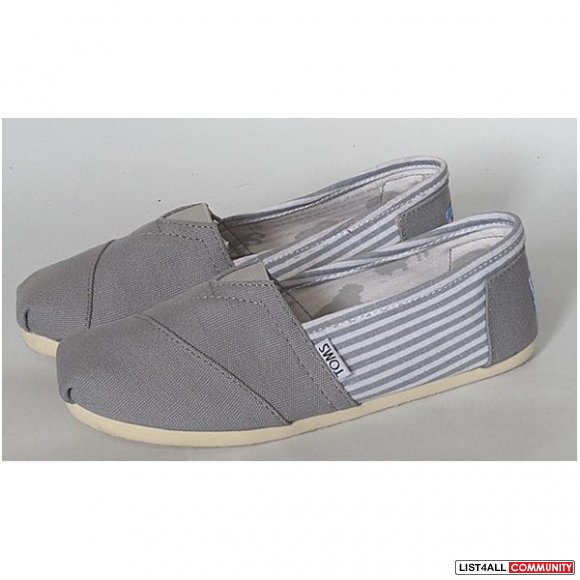 TOMS Grey with Stripes - Size 8