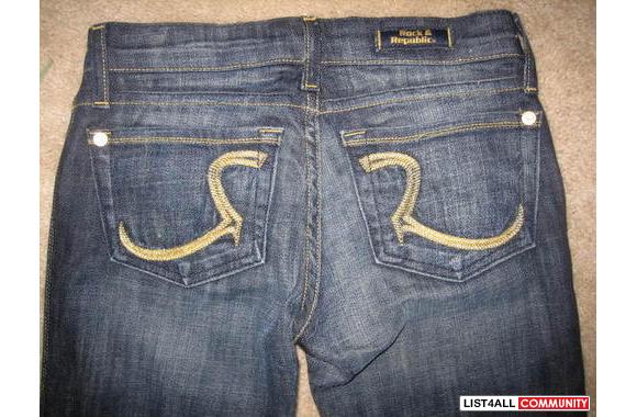 AUTHENTIC ROCK AND REPUBLIC GOLD ROTHSSIZE 25BRAND