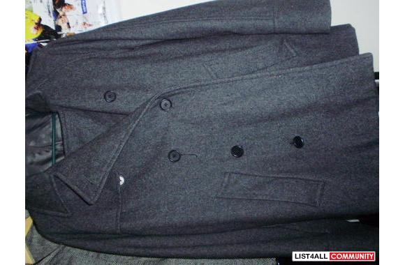 Mens Grey Mid Length wool Coat (60% wool )