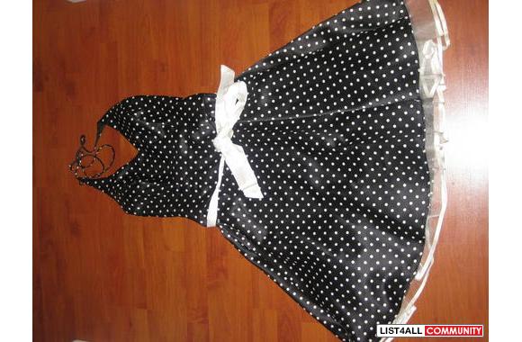 beautiful black and white polka dot cocktail dress