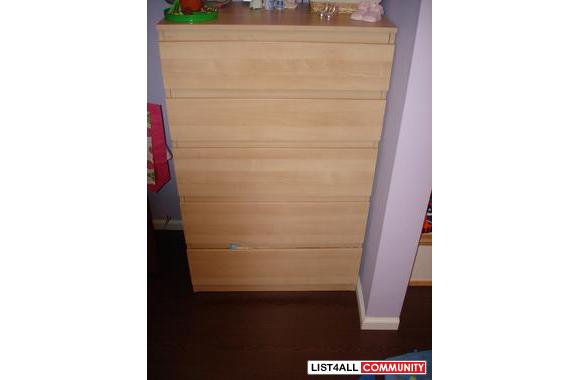 Ikea Kullen Chest With 5 Drawer In Birch Used For 4 Months