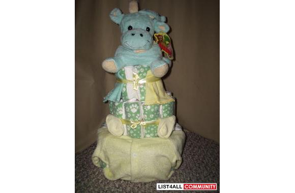 diaper cakes&nbsp;&nbsp; 1 teir&nbsp; approx 25.00