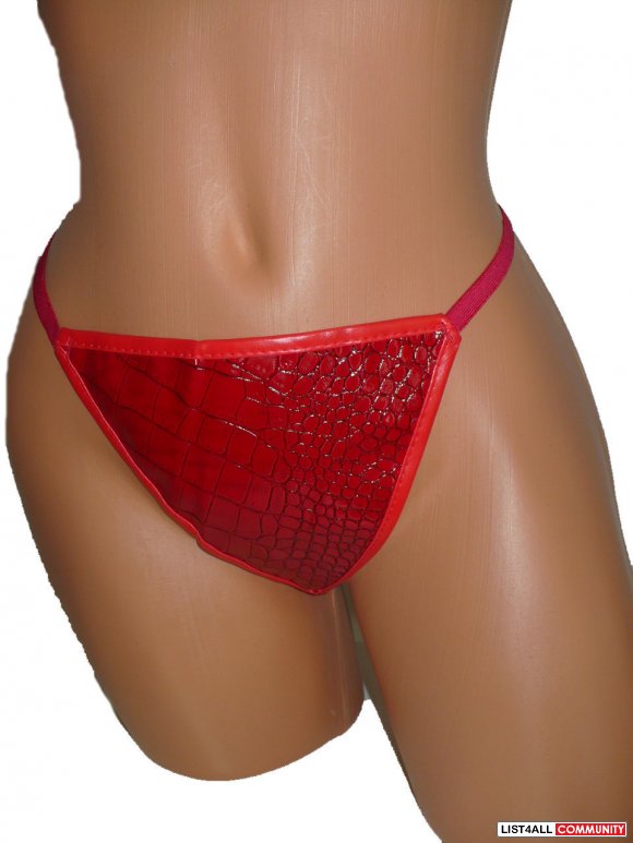 Red Faux Croc Leather G-String 2xl