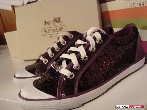 Authentic Purple Sequin Coach Sneakers (Size 6.5)