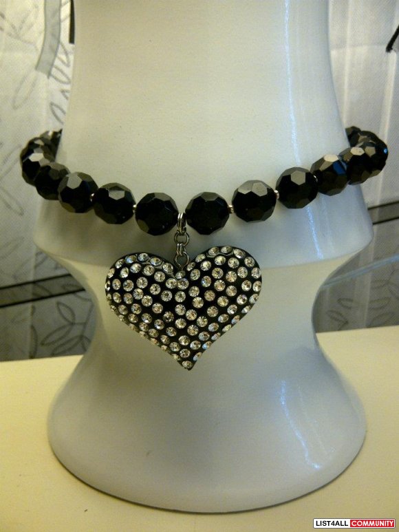 Black 'Diamond' Heart Necklace