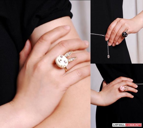 Betsey Johnson Crystal Rabbit Ring
