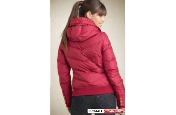 Juicy Couture Burgundy Down Bomber Puffer Jacket Coat Sauthentic Juicy