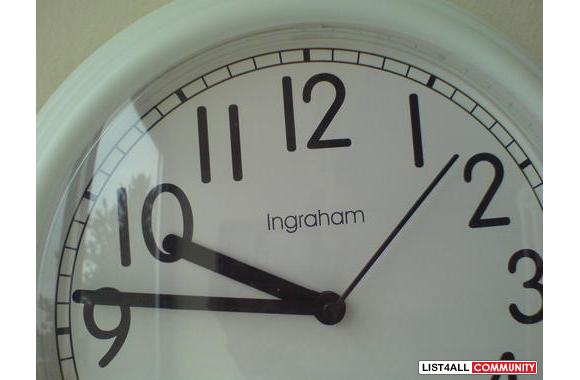 wall clock, 'Ingraham', diameter 8.5in(22cm)